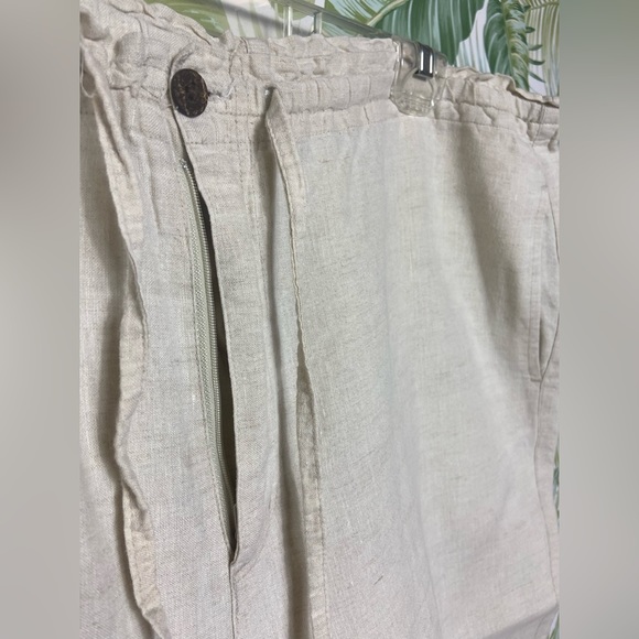 Plus Size 100% Linen Pants Boho Wide Leg Capri‎ Cut - Picture 12 of 12